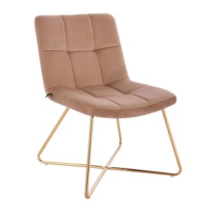 Svita Lynn Loungesessel Cocktailsessel Clubsessel Polsterstuhl ohne Armlehnen Goldene Beine Samt-Polster Taupe