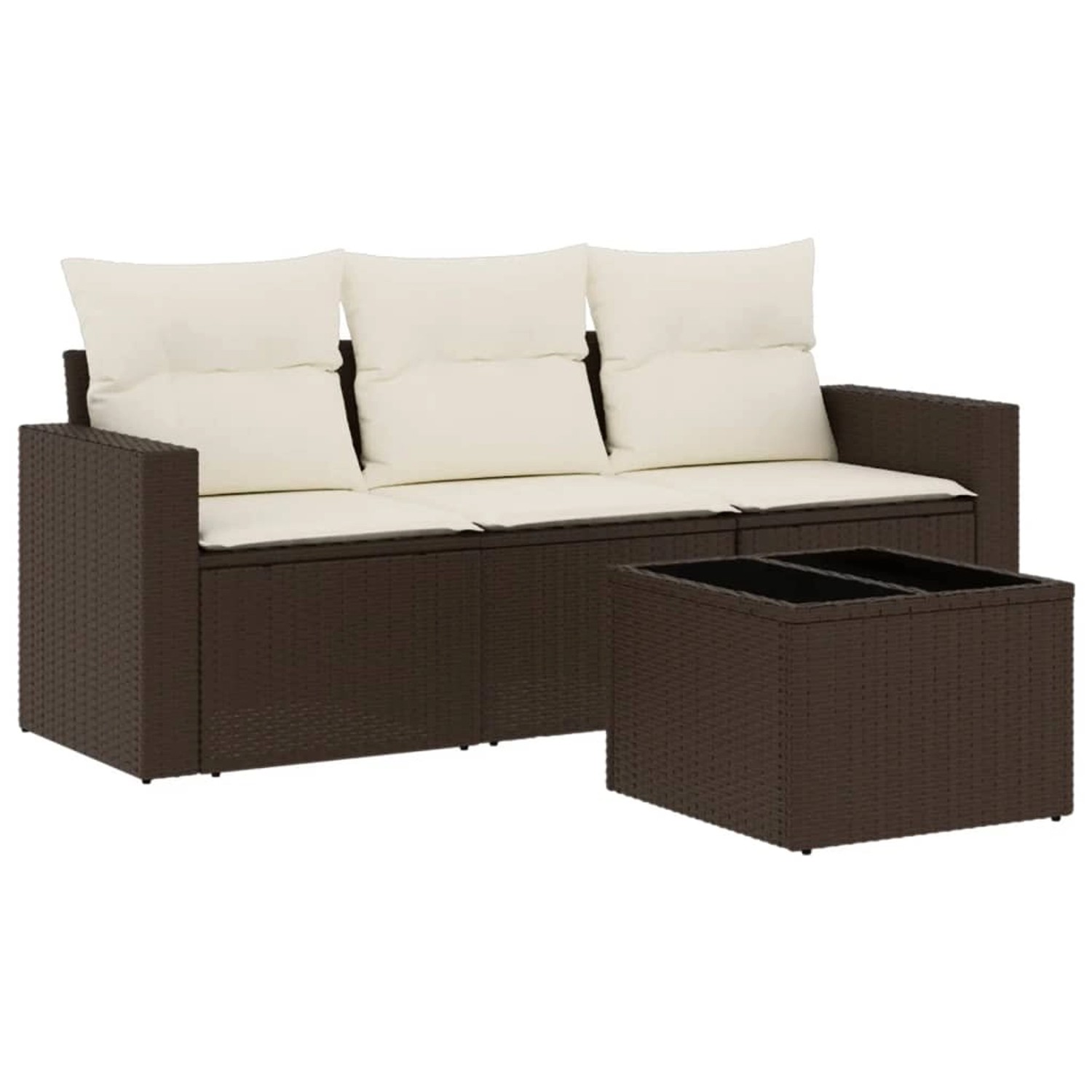 vidaXL 4-Tlg Garten-Sofagarnitur mit Kissen Braun Poly Rattan 3218663 günstig online kaufen