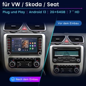 Junsun Autoradio für VW Polo Golf: Vergleich von Originalradio und Android 14 Upgrade.