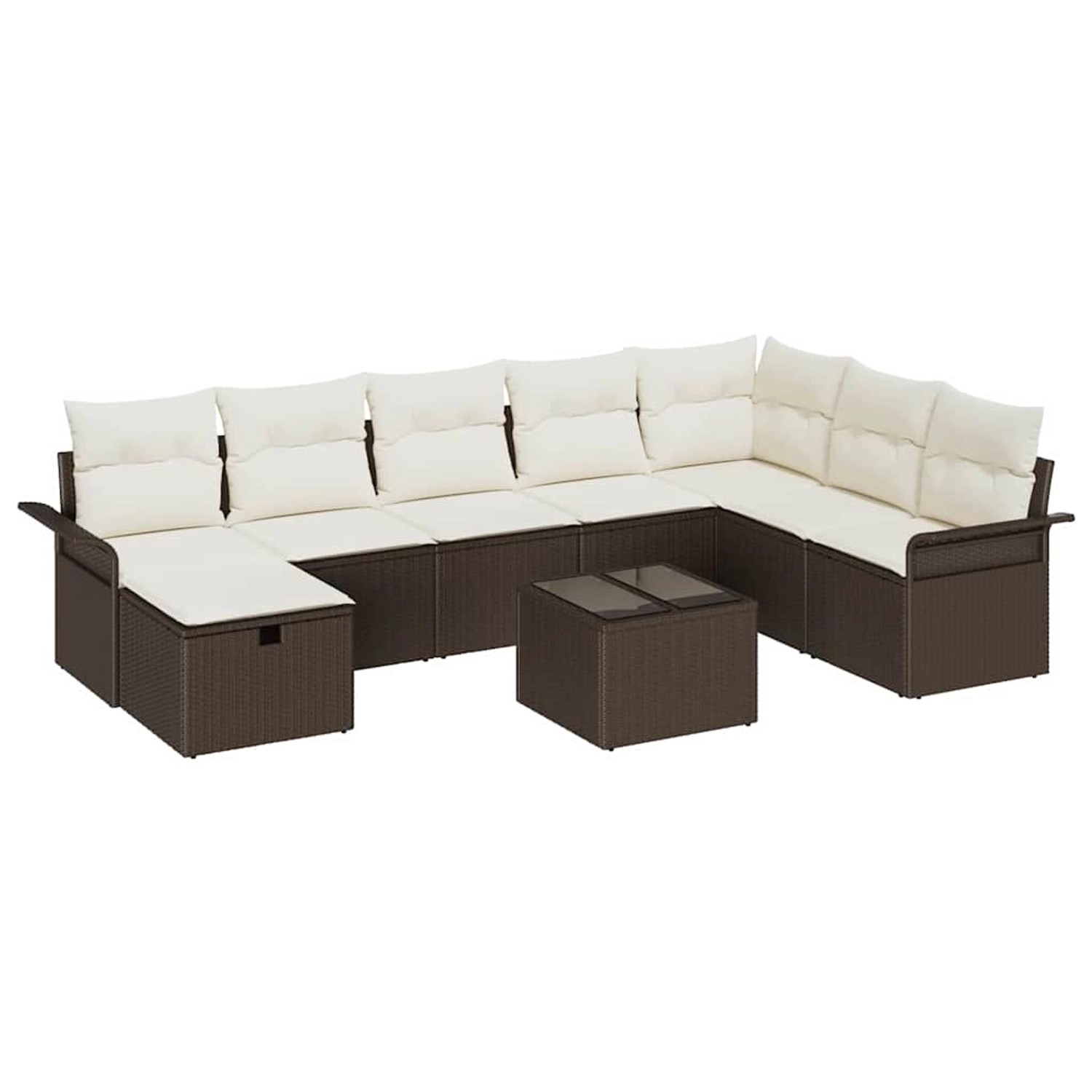 vidaXL Garten-Sofa-Set mit Kissen mit Speicher 9-Tlg Braun Poly Rattan 3360 günstig online kaufen