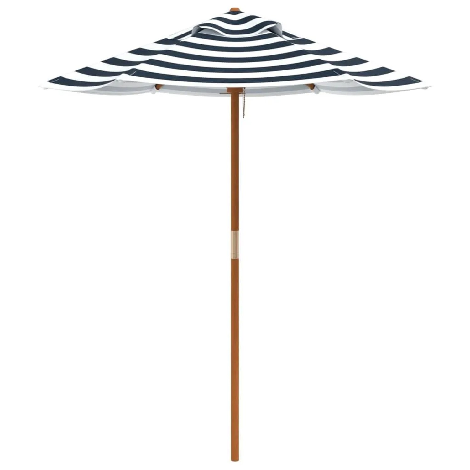 Blau-weiß gestreifter Sonnenschirm für Kinder mit Holzstiel, Ø120cm. Markise für Garten und Terrasse.