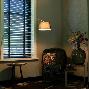 QAZQA Moderne Bogenlampe aus Stahl mit Schwarzem Stoffschirm Arc Basic