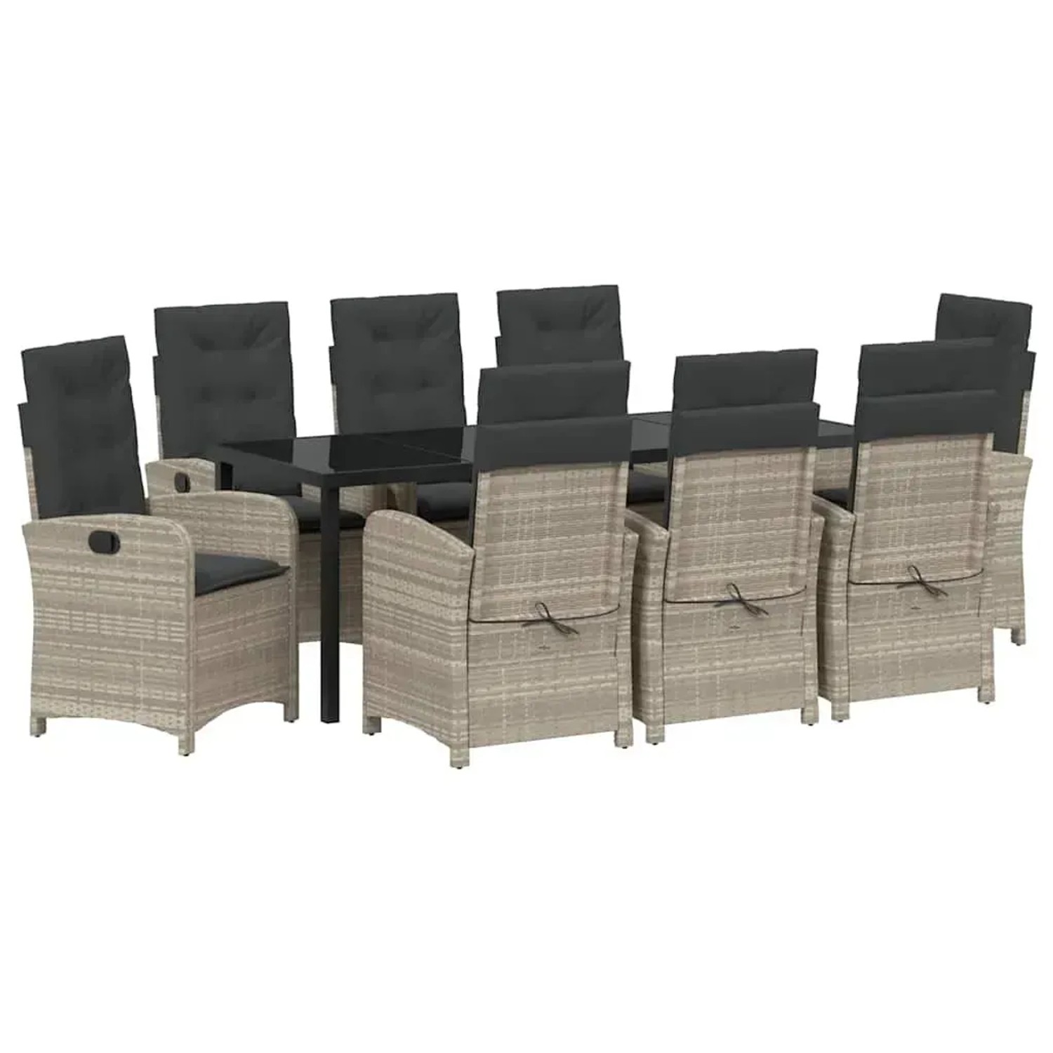 Thumbnail - vidaXL Garten Essgruppe 9-Tlg Hellgrau Poly Rattan 3380301