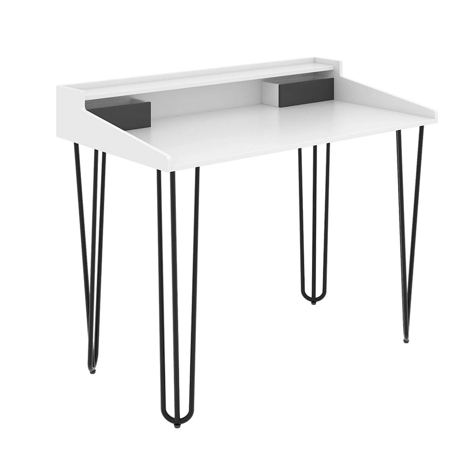 Vicco Schminktisch Sannar Weiß/Schwarz 110 cm mit Schubladen