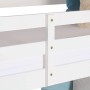 Weißes Homestyle4u Etagenbett 90x200 cm aus Kiefernholz. Detail der stabilen Bettpfosten und Sicherheitsumrandung.