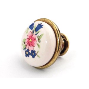 SOTECH Porzellanknopf KARI Ø28 mm Messing Antik Blume