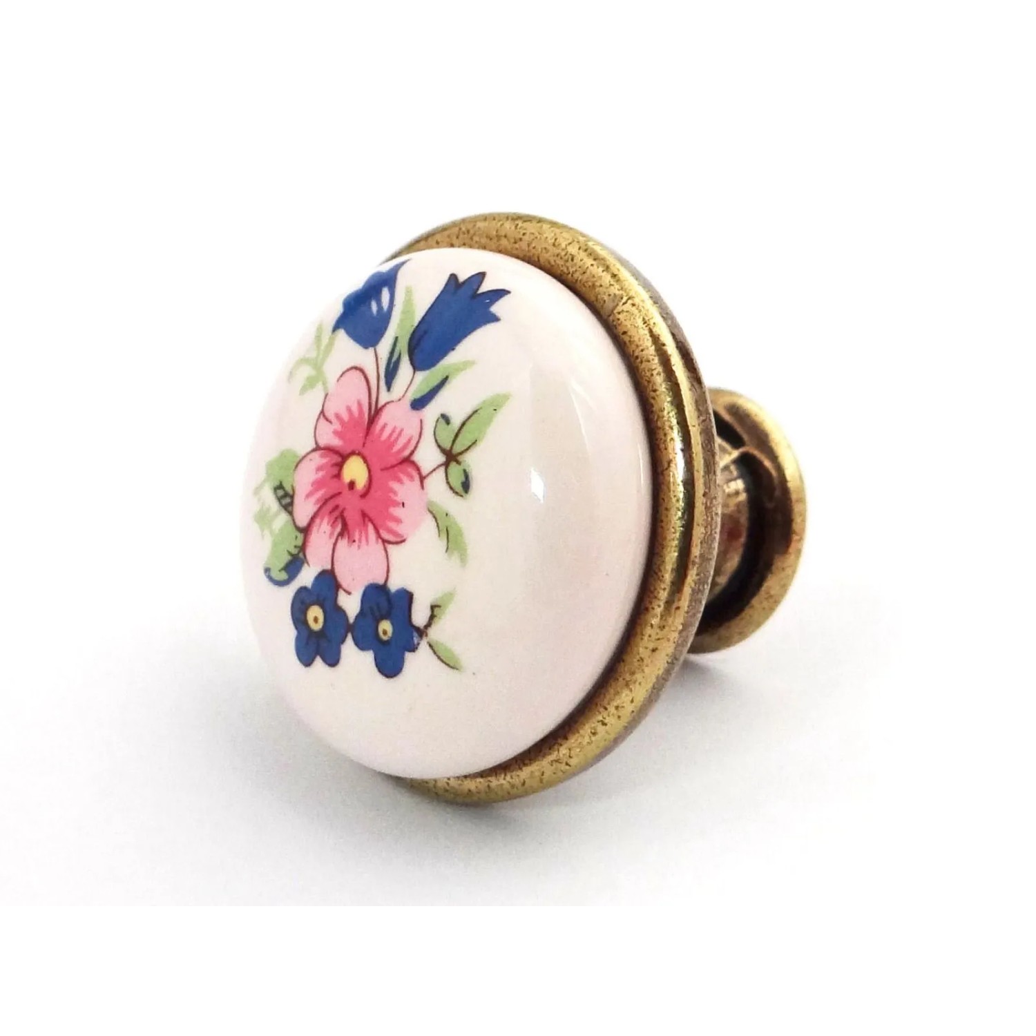 SOTECH Porzellanknopf KARI Ø28 mm Messing Antik Blume