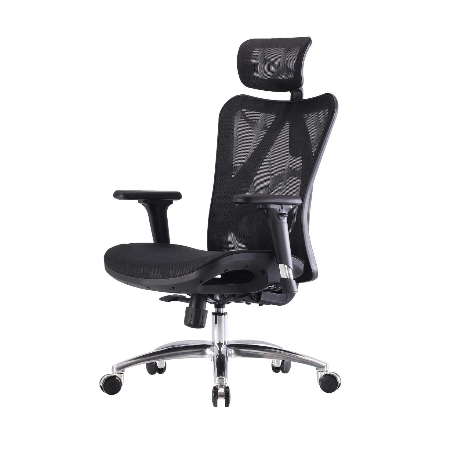 Proregal Bürostuhl HxBxT 128x66x93 cm Sitzhöhe 44cm Ergonomisch Verstellbare Armlehne 150kg Belastbar Bezug Schwarz Gestell Schwarz Schreibtischstuhl