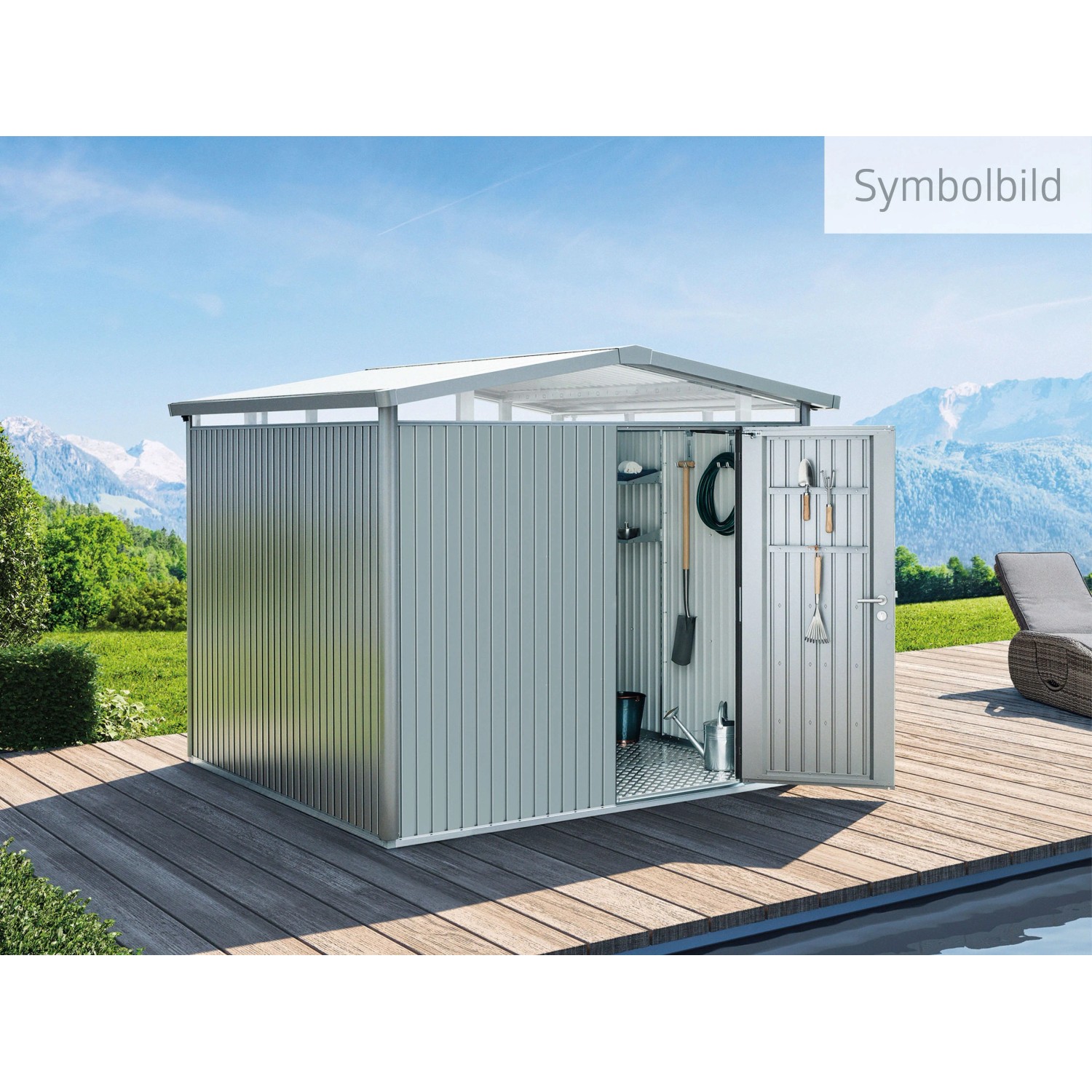 Biohort Metall-Gerätehaus Panorama Silber 6,6 m²