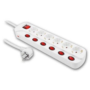 world-trading-net Tischsteckdose mit Gesamt-& Einzelschaltung 6-fach