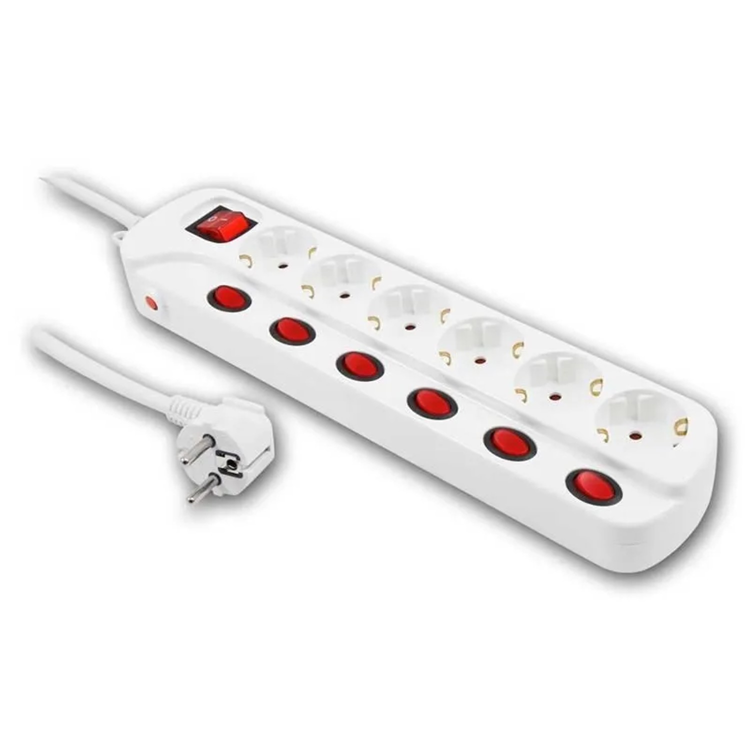 world-trading-net Tischsteckdose mit Gesamt-& Einzelschaltung 6-fach