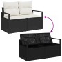 vidaXL Garten-Sofa-Set, 7-teilig, schwarz, Poly Rattan, mit Kissen und Stauraum.