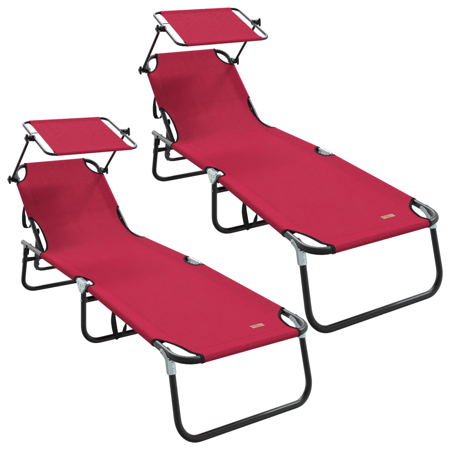 vidaXL Klappbare Sonnenliegen 2 Stück mit Sonnendach Rot 600D Oxford Stoff günstig online kaufen