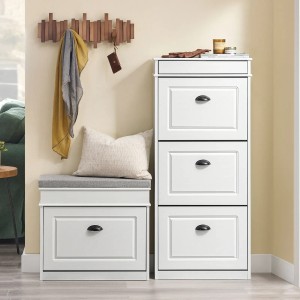 SoBuy Schuhschrank Schmal mit 3 Klappen Schuhregal Schuhkommode 53x118x24cm FSR94-WG