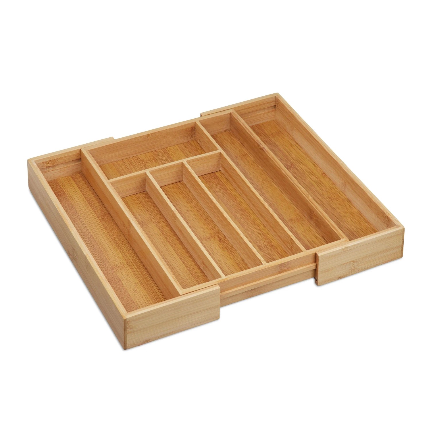 Relaxdays Besteckkasten Bambus Natur Ausziehbar 6,5 cm x 38 cm x 35,5 cm 1,3 kg