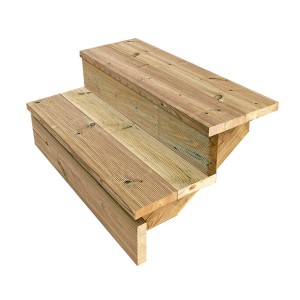 Vinuovo Terrassentreppe aus Holz, 2 Stufen, 80cm breit, mit Setzstufen.