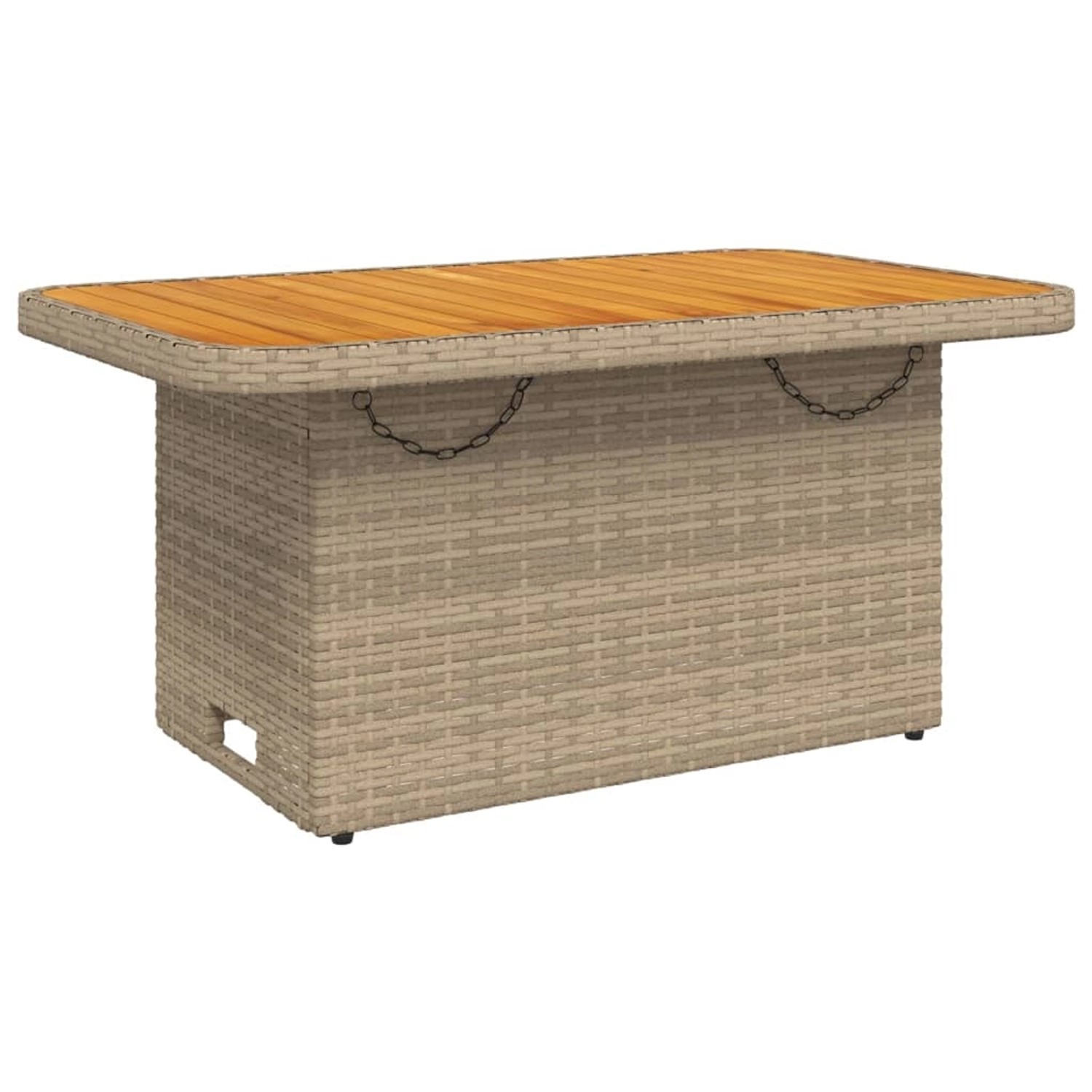 vidaXL Gartentisch Beige 90x55x71 cm Poly Rattan und Akazienholz 368277 günstig online kaufen
