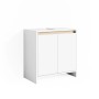Vicco Waschbeckenunterschrank Emma, weiß/Sonoma, 58x60 cm. Badmöbel mit zwei Türen und Siphonausschnitt.