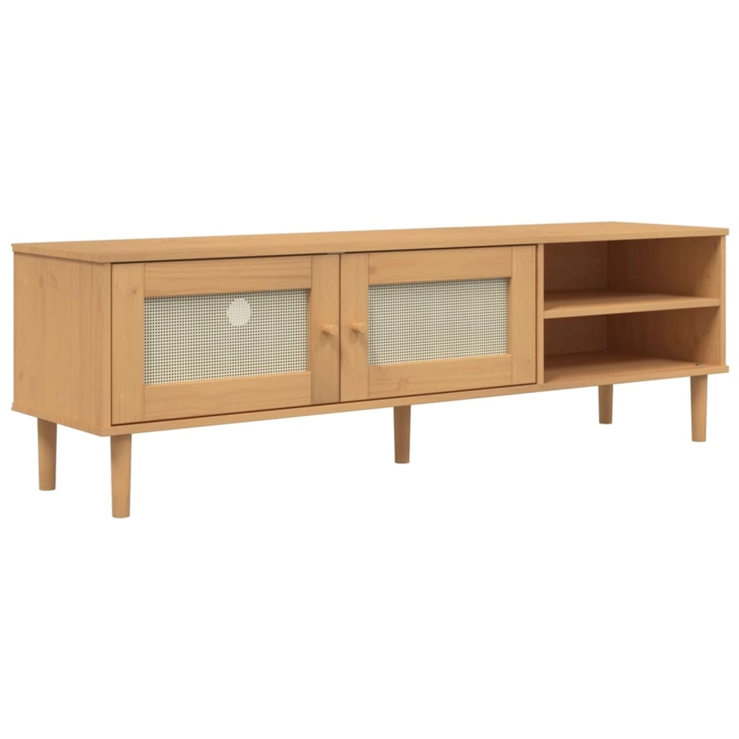 VidaXL TV-Schrank SENJA Rattan-Optik Braun 158x40x49 cm Kiefürnholz günstig online kaufen