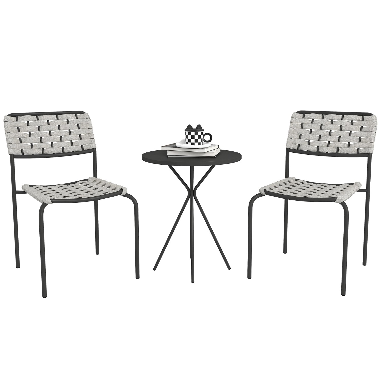 Outsunny Balkonmöbel Set Stahl  Polyester 46L x 60B x 80H cm Grau