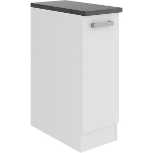 OPTIFIT Oslo214 Küchenunterschrank, 30 cm, Feinstruktur Weiß mit anthrazitfarbener Arbeitsplatte.