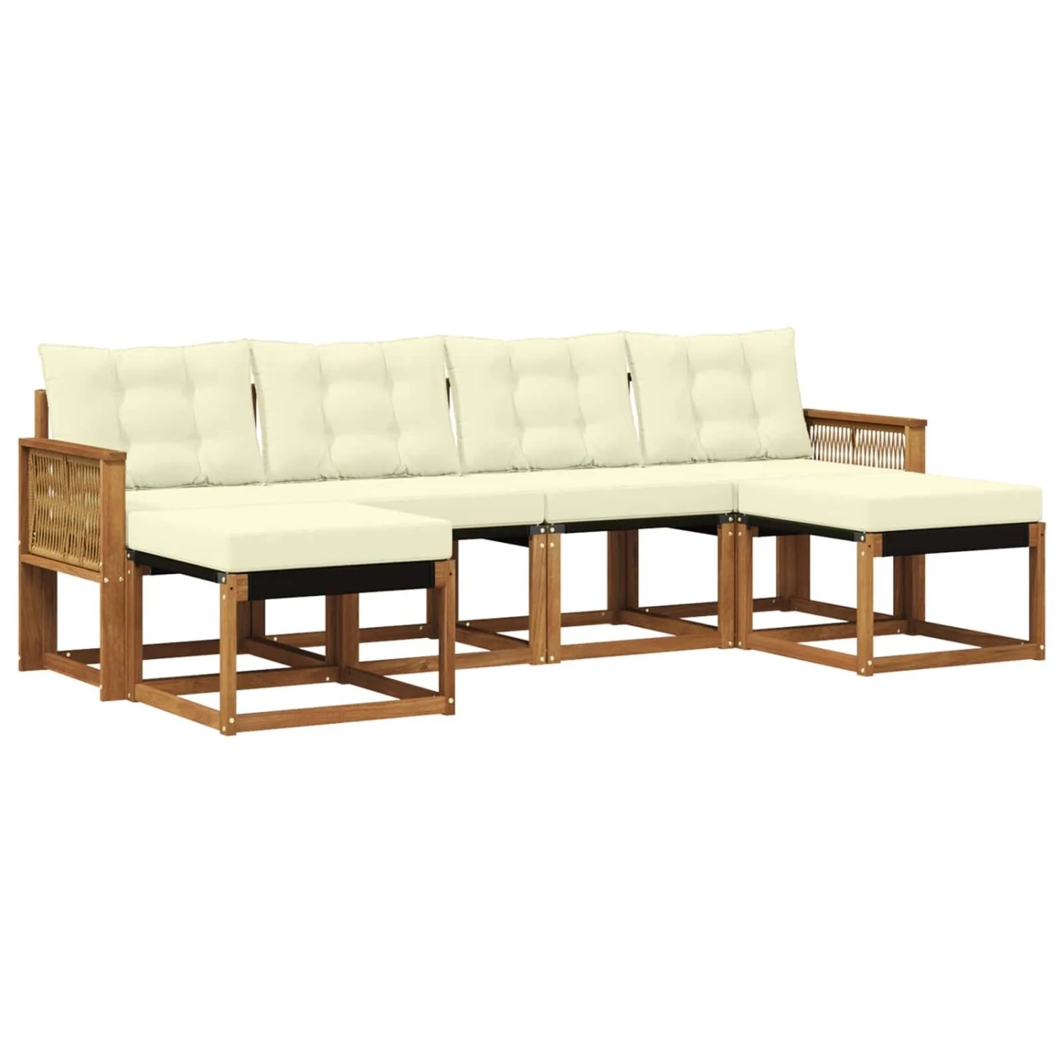 vidaXL Outdoor-Sofagarnitur mit Kissen 6 Stk Natur und Creme 3382130