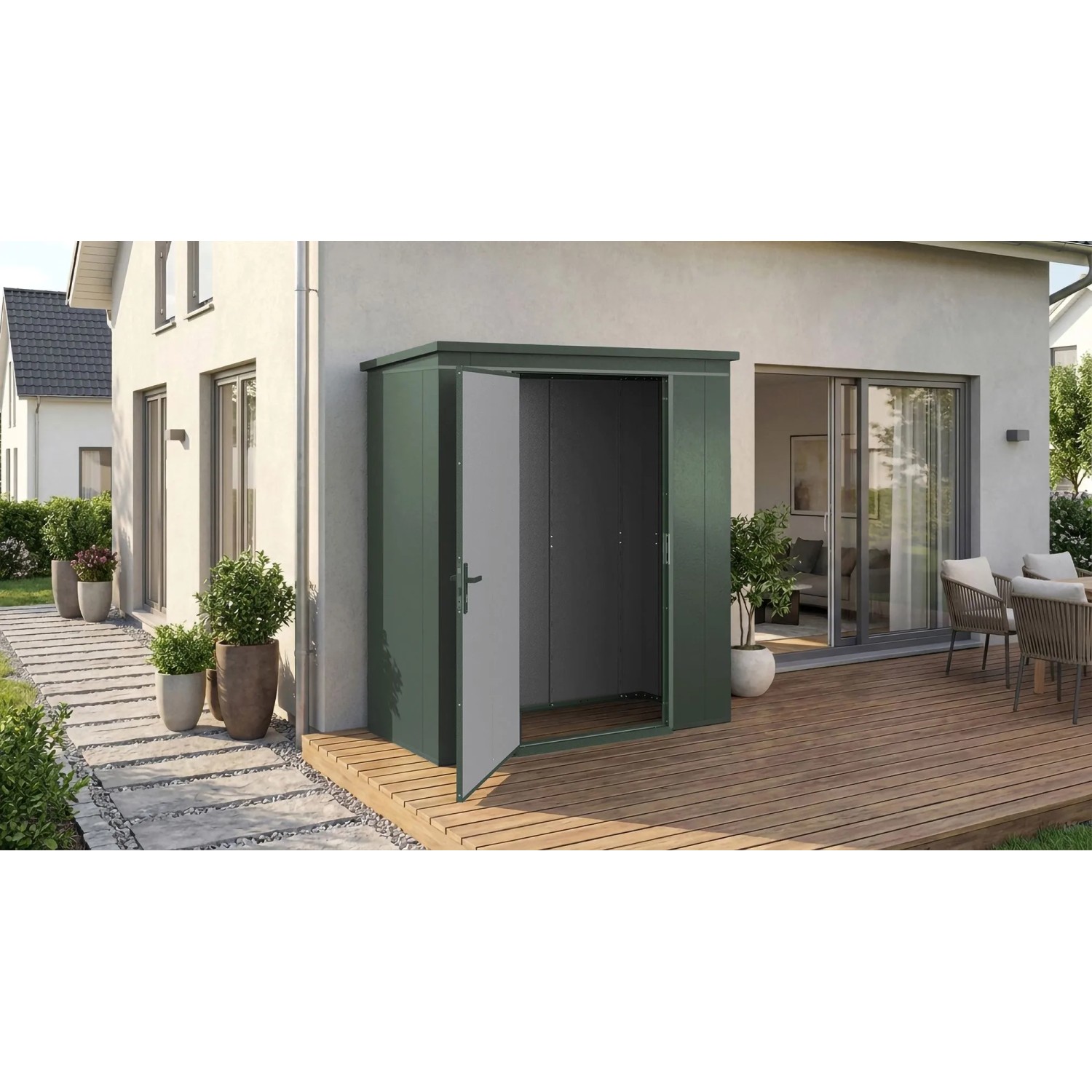 Weka Metall-Gerätehaus Gary 192 cm x 97,8 cm Grün
