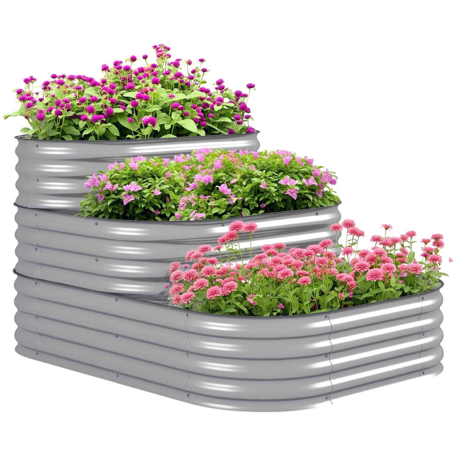 Outsunny Garten-Bett Verzinktes Blech Silber 158L x 109B x 82H cm günstig online kaufen