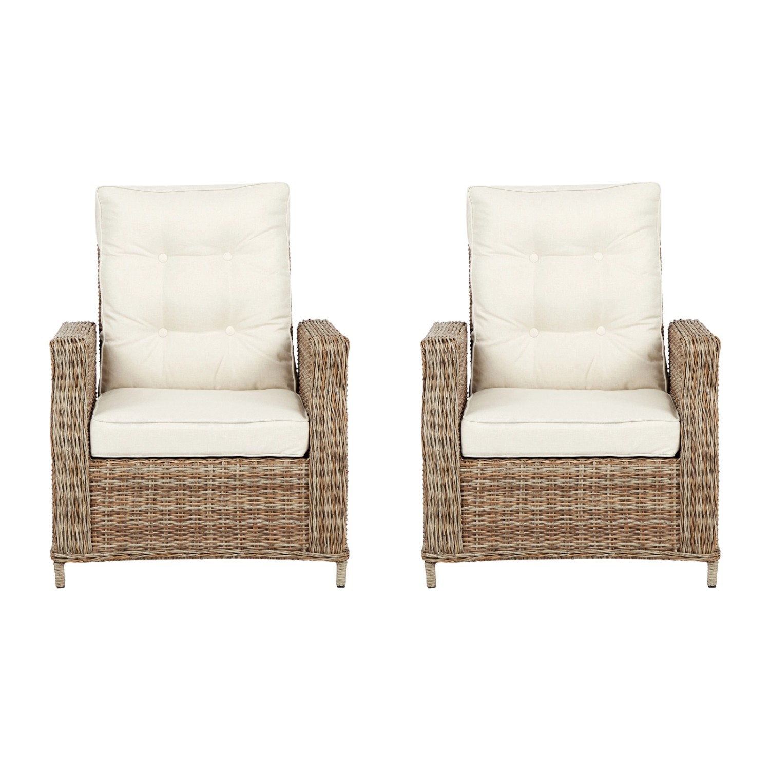 ebuy24 Gram 2 x Gartenstuhl Polyrattan mit Kissen Natur günstig online kaufen