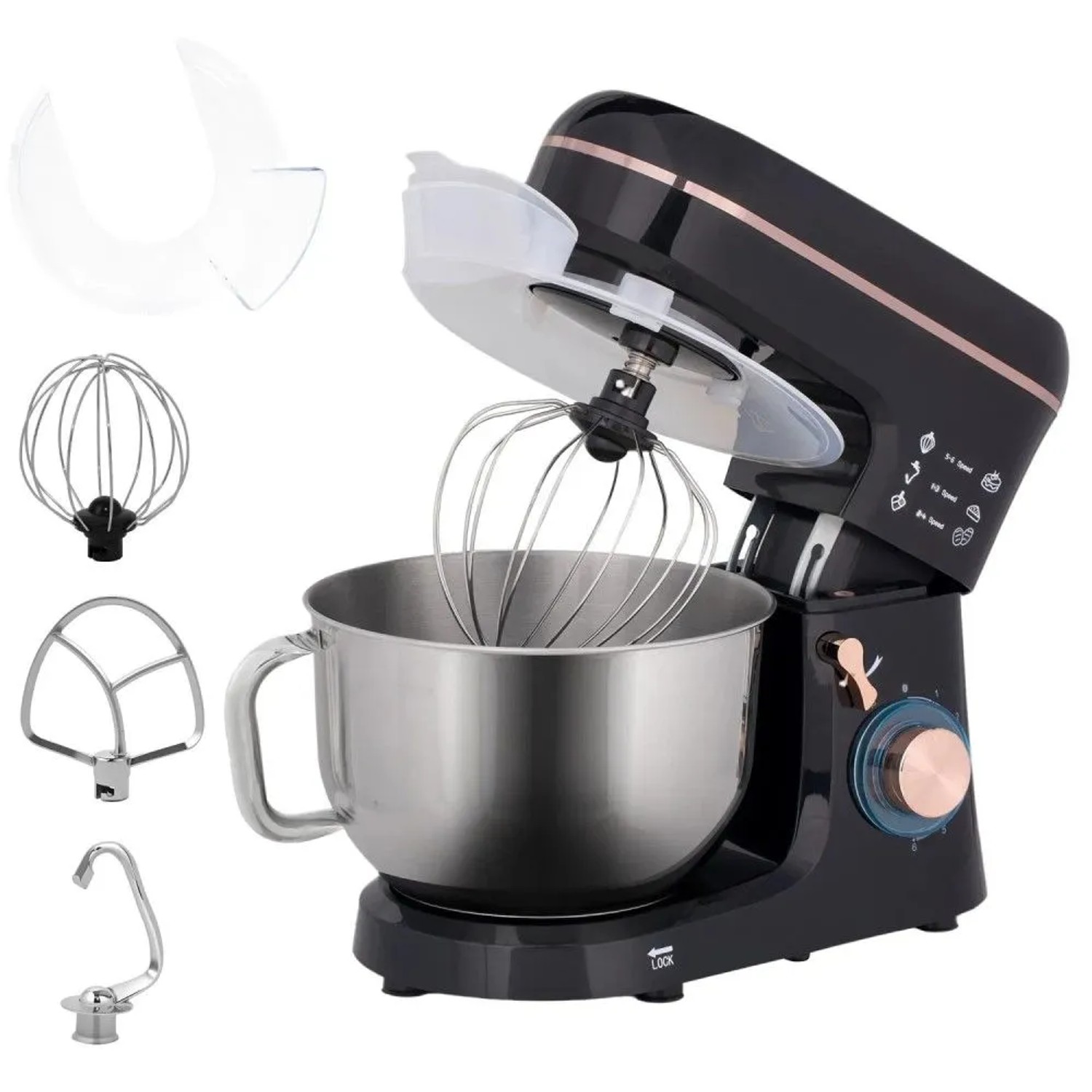 HOMCOM Küchenmaschine Teigmaschine Edelstahl Schwarz 41L x 26B x 32H cm