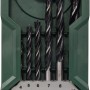 Bosch Holzbohrer Set, 7-teilig, in grüner Mini-X-Line Box mit Größenangabe.