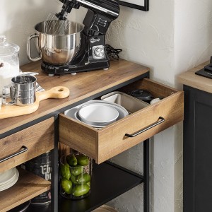 SoBuy Kücheninsel Sideboard FSB85-PF im Vintage-Stil mit Schublade und offenen Fächern.