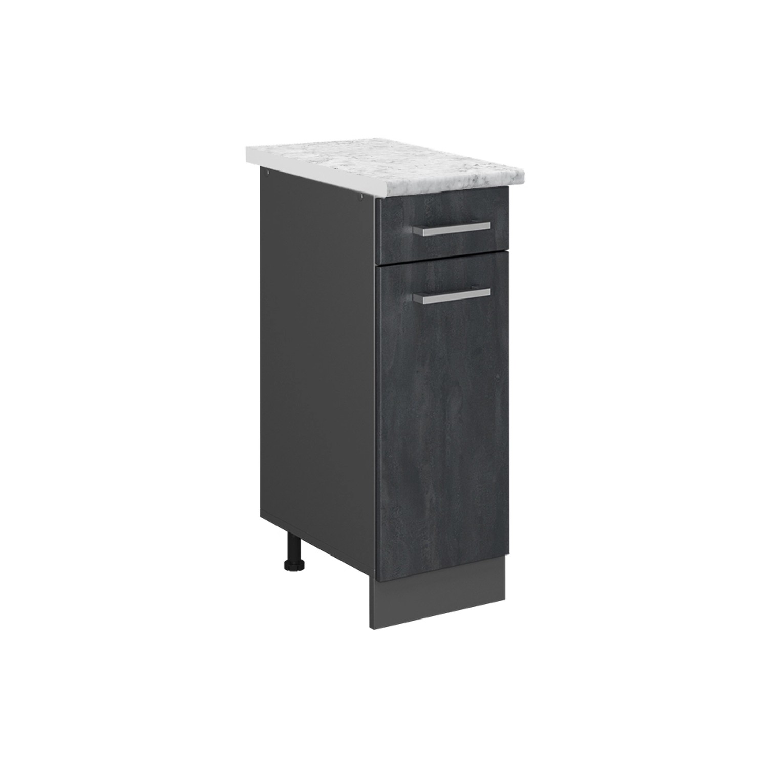 Vicco Schubladenschrank R-Line Schubladenschrank für die Küche Schwarz Beton 30 cm AP Marmor
