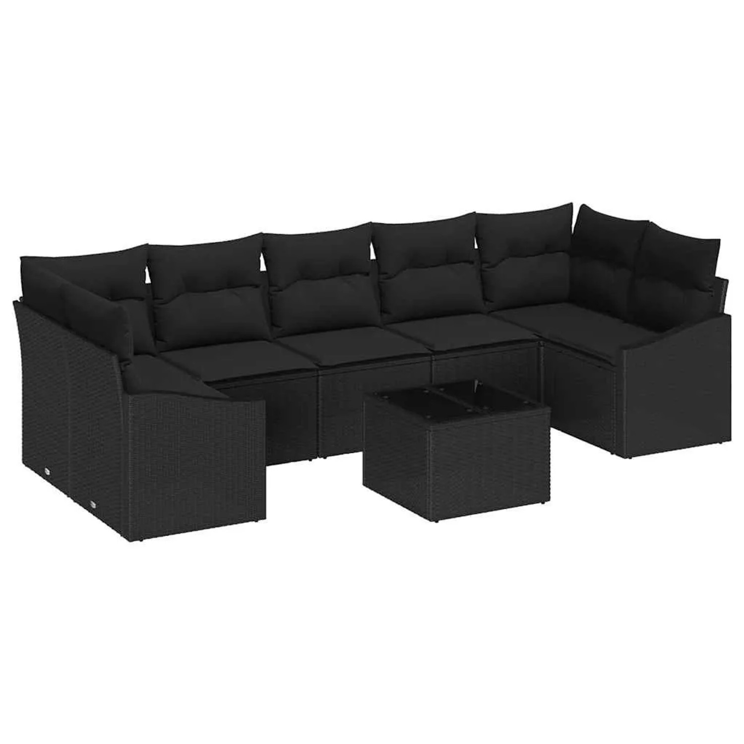 vidaXL Sofa Set mit Kissen mit Speicher 8-Tlg Schwarz Poly-Rattan 3355312 günstig online kaufen