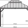 Technische Zeichnung des anthrazitfarbenen Sojag Aluminium Pavillon Messina 10x12 mit Maßangaben.