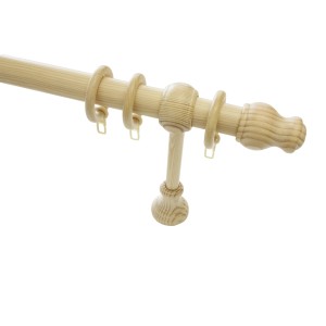 Gardinia Gardinenstangen-Set Lugano, Kiefer, 120 cm, mit Stange, Endstücken, Trägern und Ringen.