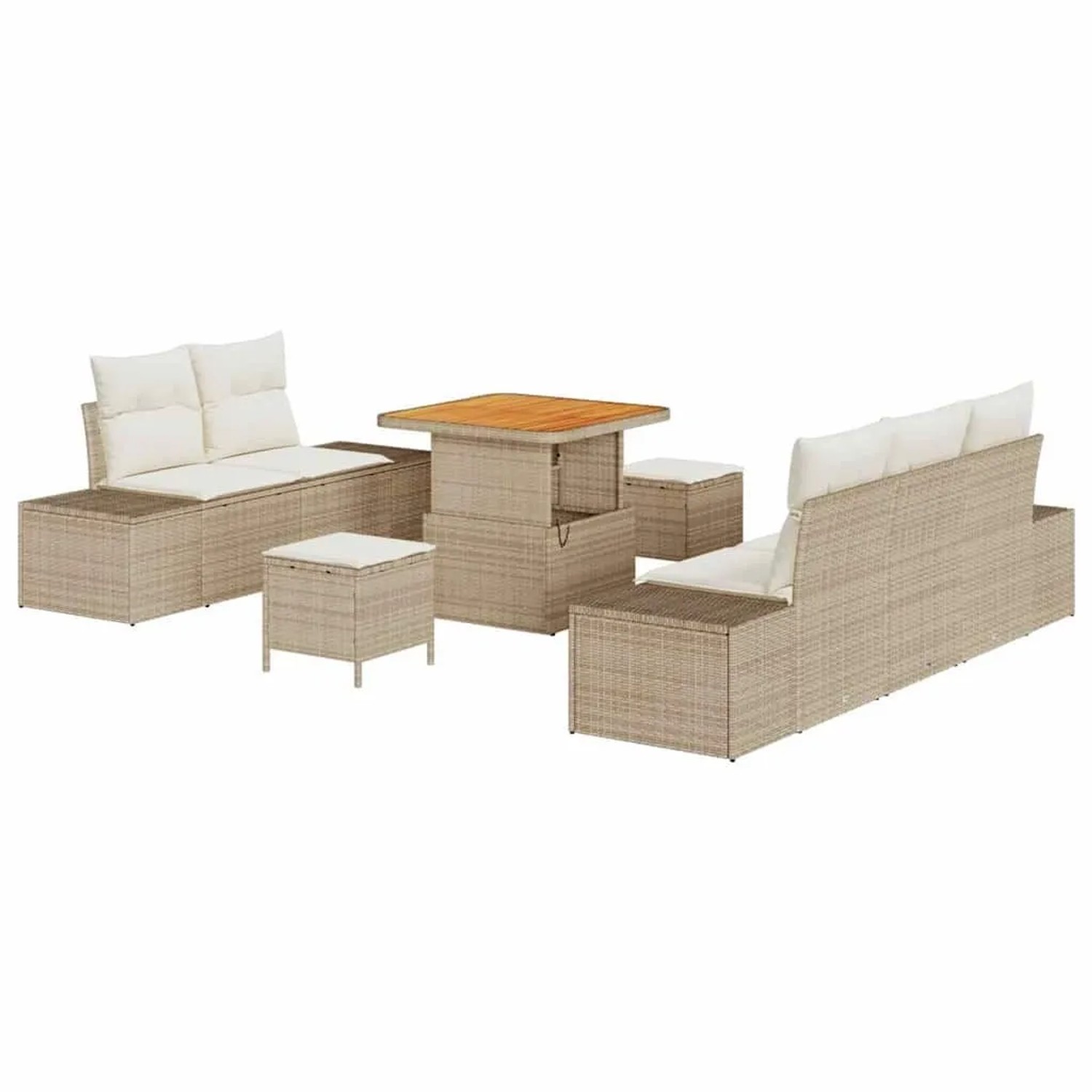 vidaXL Gartensofa-Set mit Kissen mit Speicher 8 Stk Beige Poly Rattan 33646 günstig online kaufen