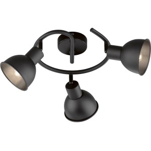 Schwarze, 3-flammige Fischer & Honsel Deckenleuchte Speedy, Ø 35 cm, für Spots im Innenbereich.