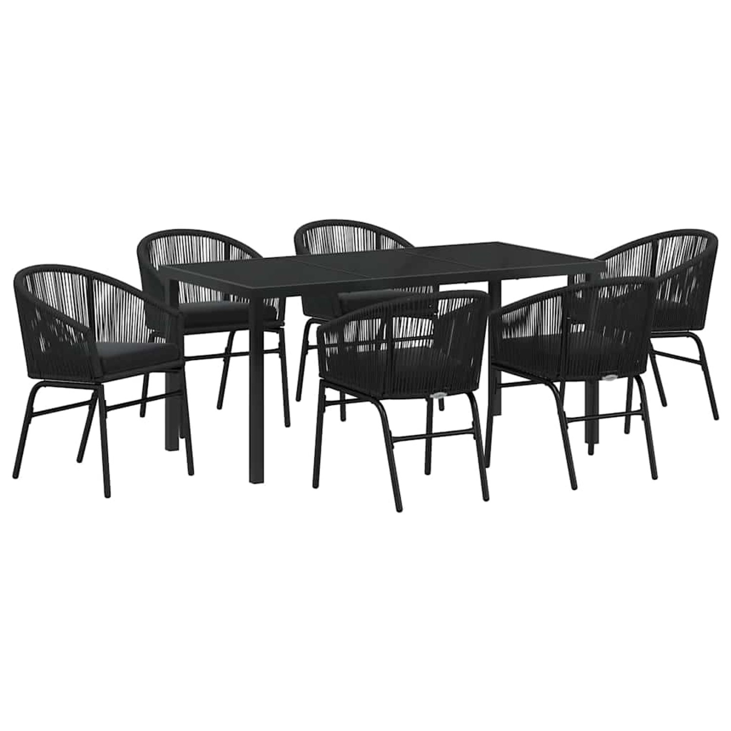 vidaXL Garten Essgruppe 7-Tlg Schwarz Poly Rattan 3379349 günstig online kaufen