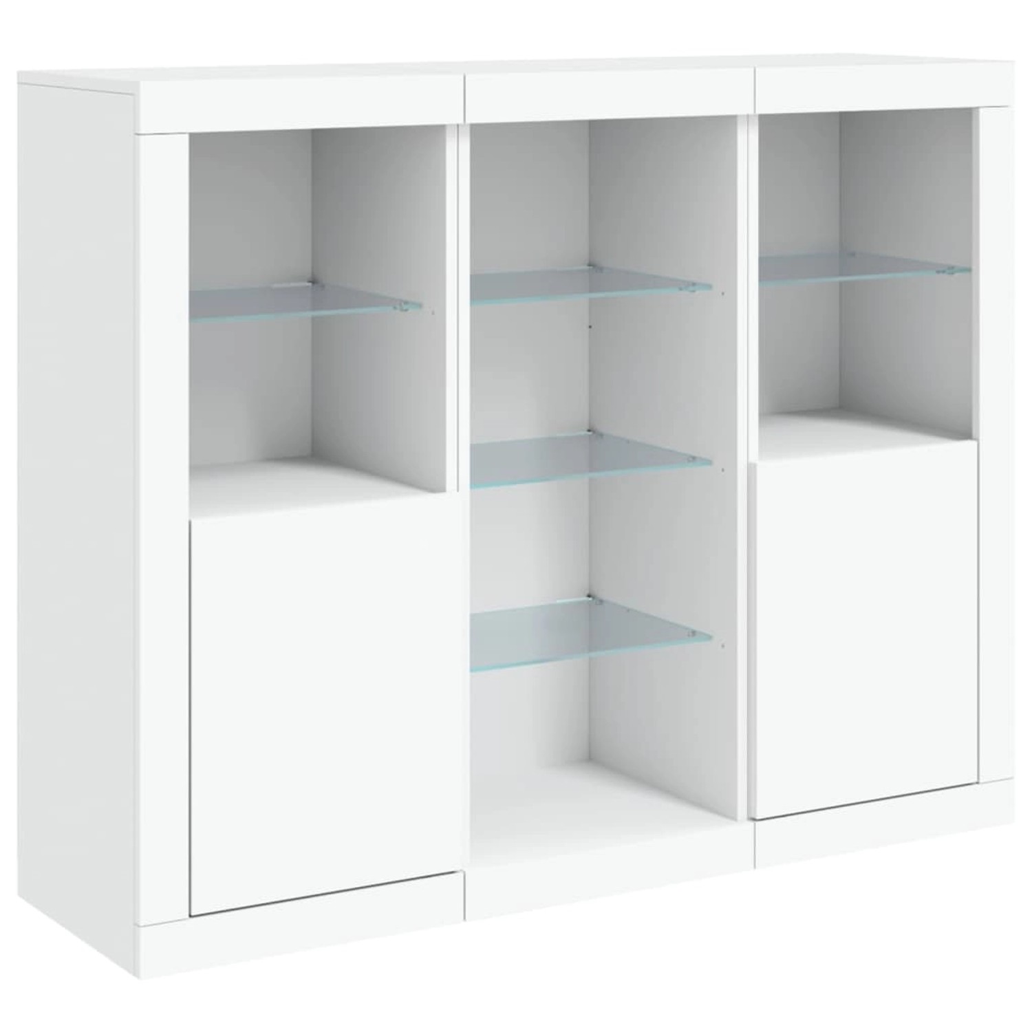 vidaXL Sideboards mit LED-Leuchten 3 Stk Weiß Holzwerkstoff 3209121 günstig online kaufen