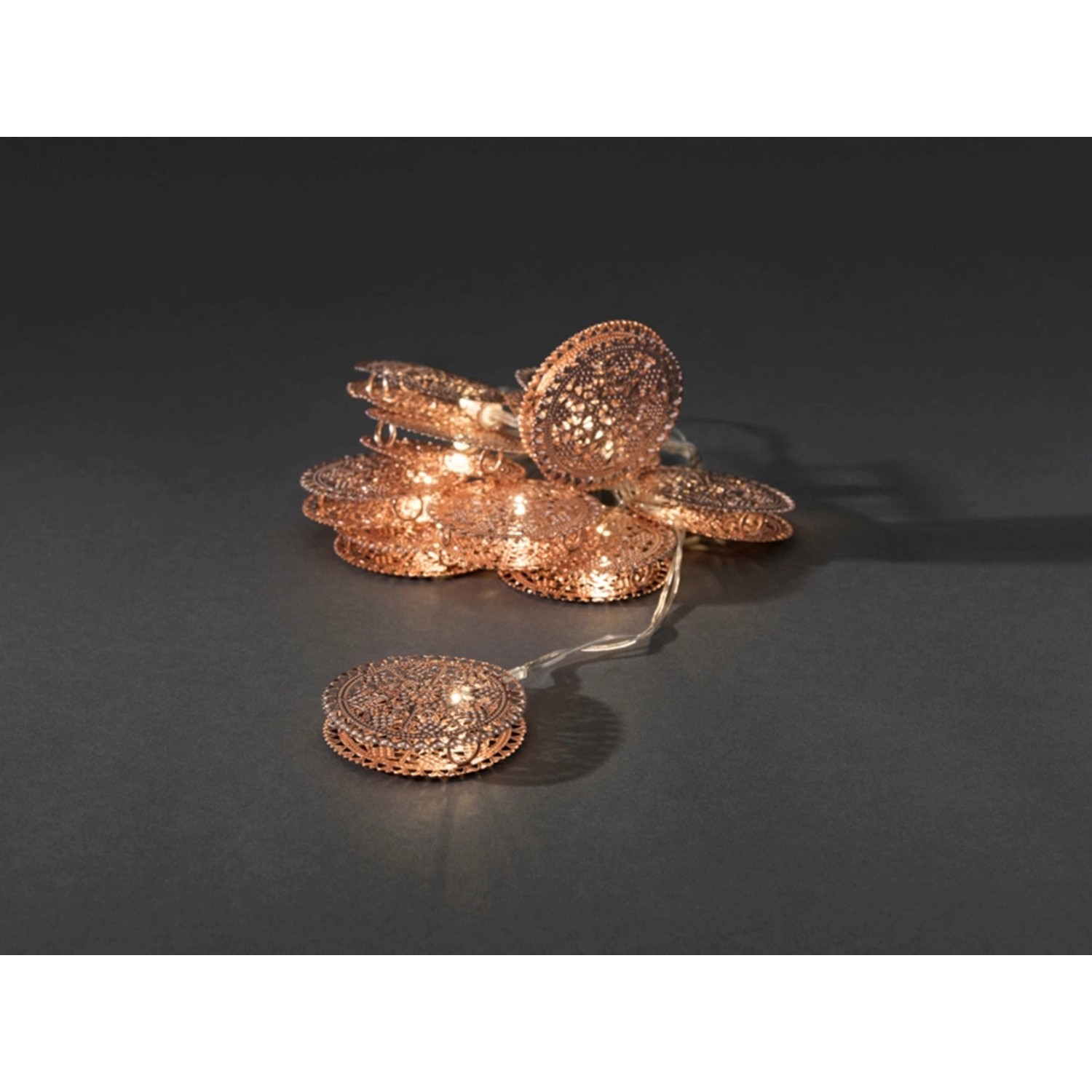 Konstsmide LED Dekokette Metalltaler Kupfer 10 Warmweiß
