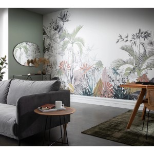 Rasch Digitaltapete Tropical House mit Dschungelmotiv in Dunkelgrün, 3x4m.