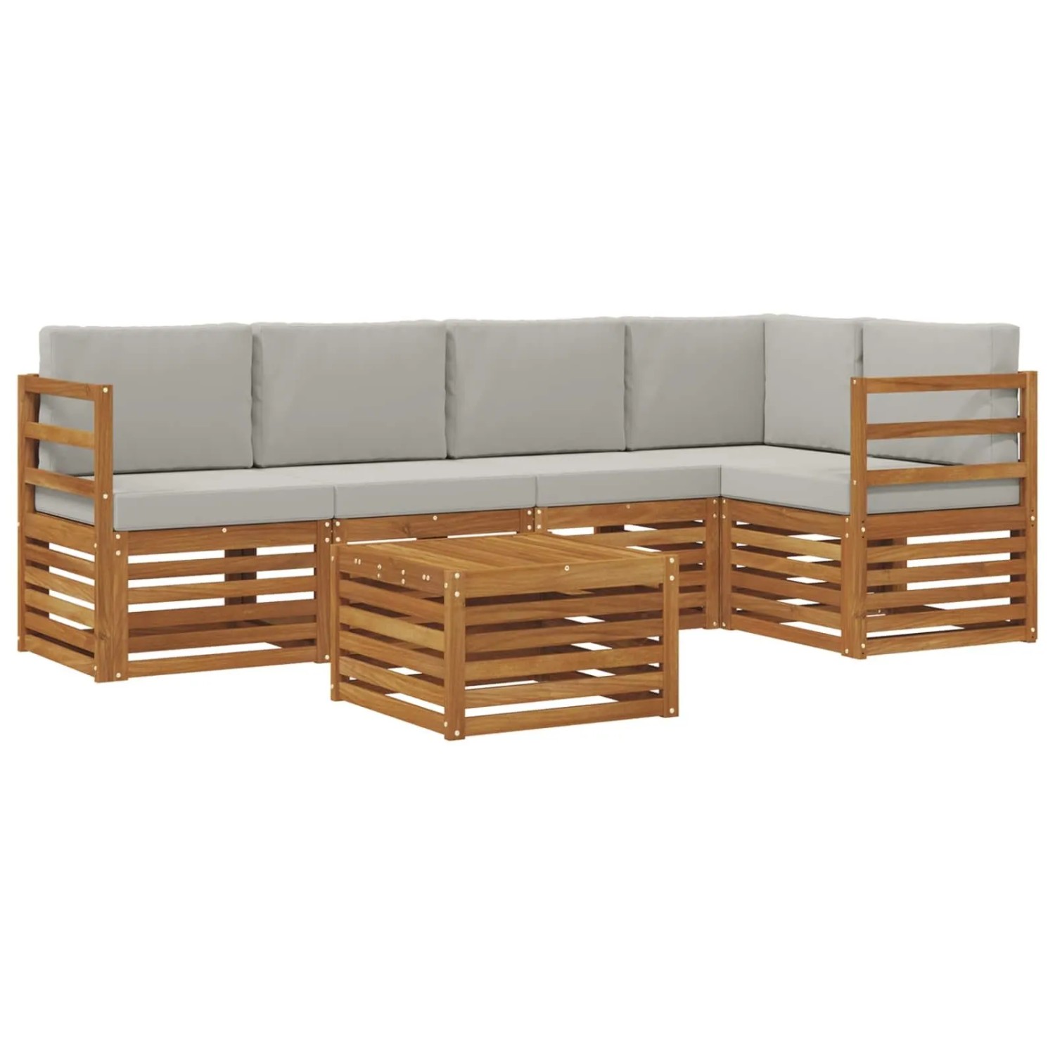 vidaXL Sofagarnituren 6 Tlg Natur und Hellgrau Massivholz Akazie 3374831