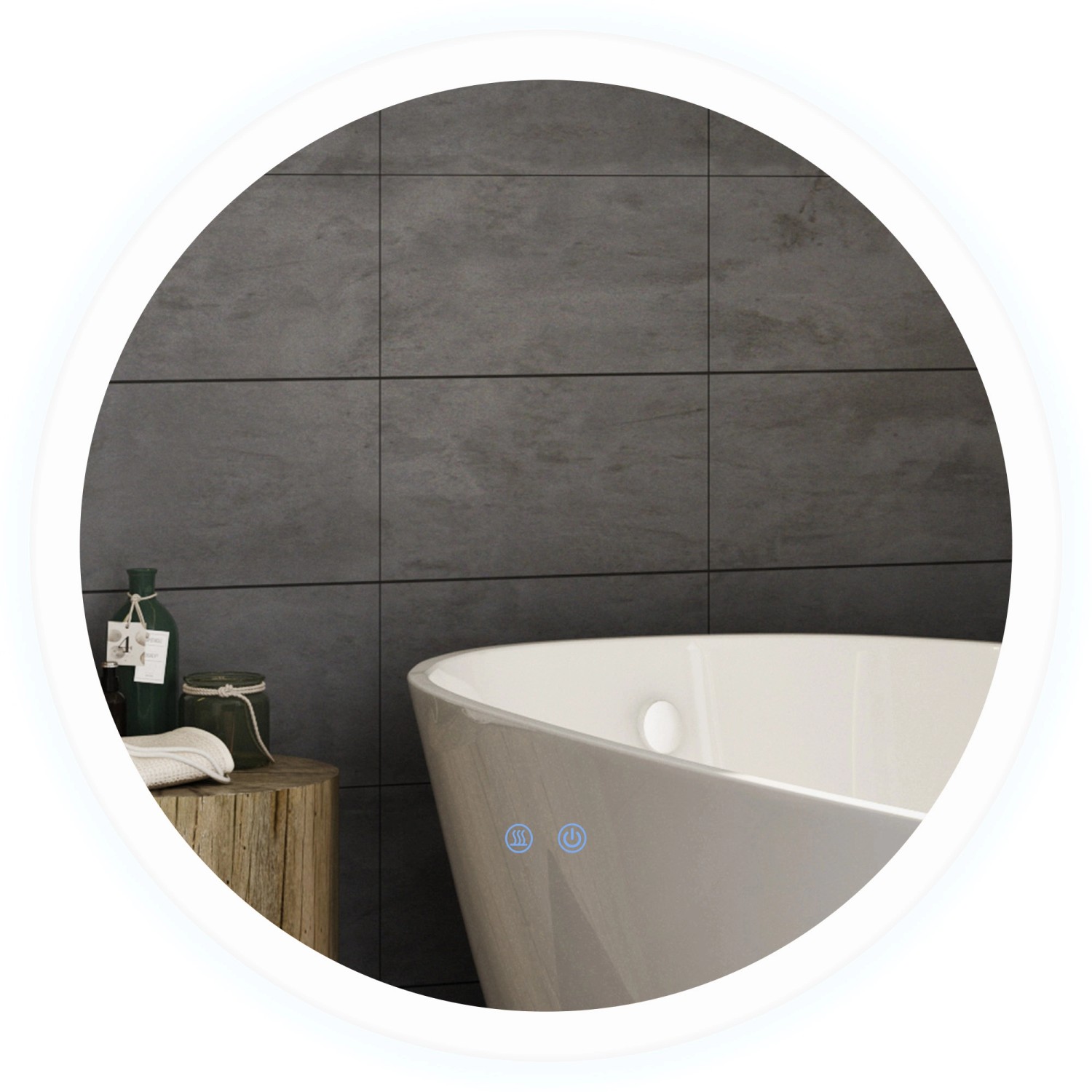 Kleankin Badezimmerspiegel mit Touchschalter Metall Glas Weiß 60 x 3H cm günstig online kaufen