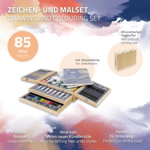 ECD Germany Malkoffer, 85-teilig mit Malzubehör und Skizzenblöcken.
