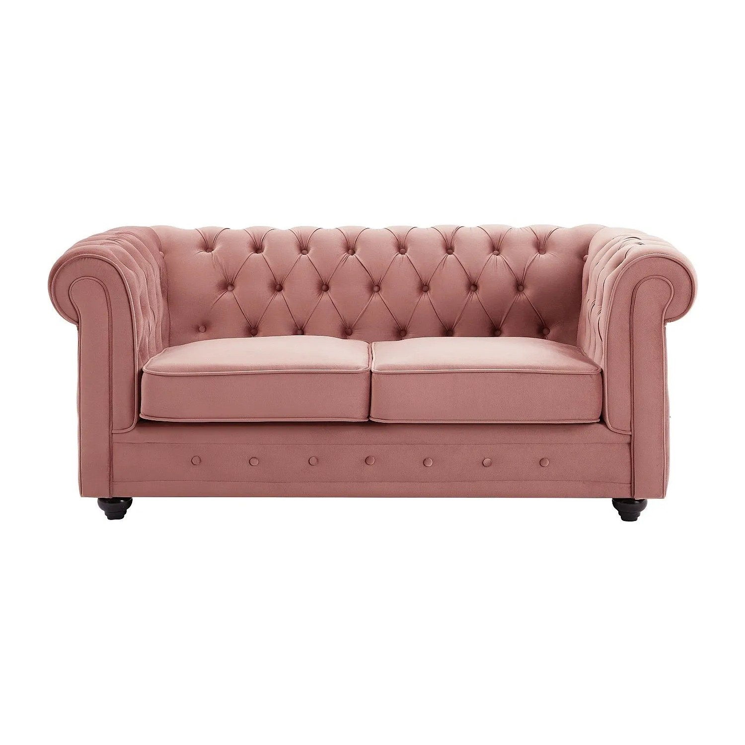 Vente-unique Sofa Ohne Schlafmöglichkeit Chesterfield Puderrosa 165 cm