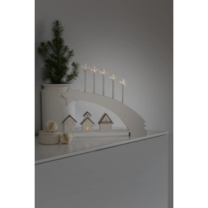 Konstsmide LED Holzsilhouette Komet mit Sternen und Häusern, warmweißes Licht für stimmungsvolle Weihnachtsdeko.