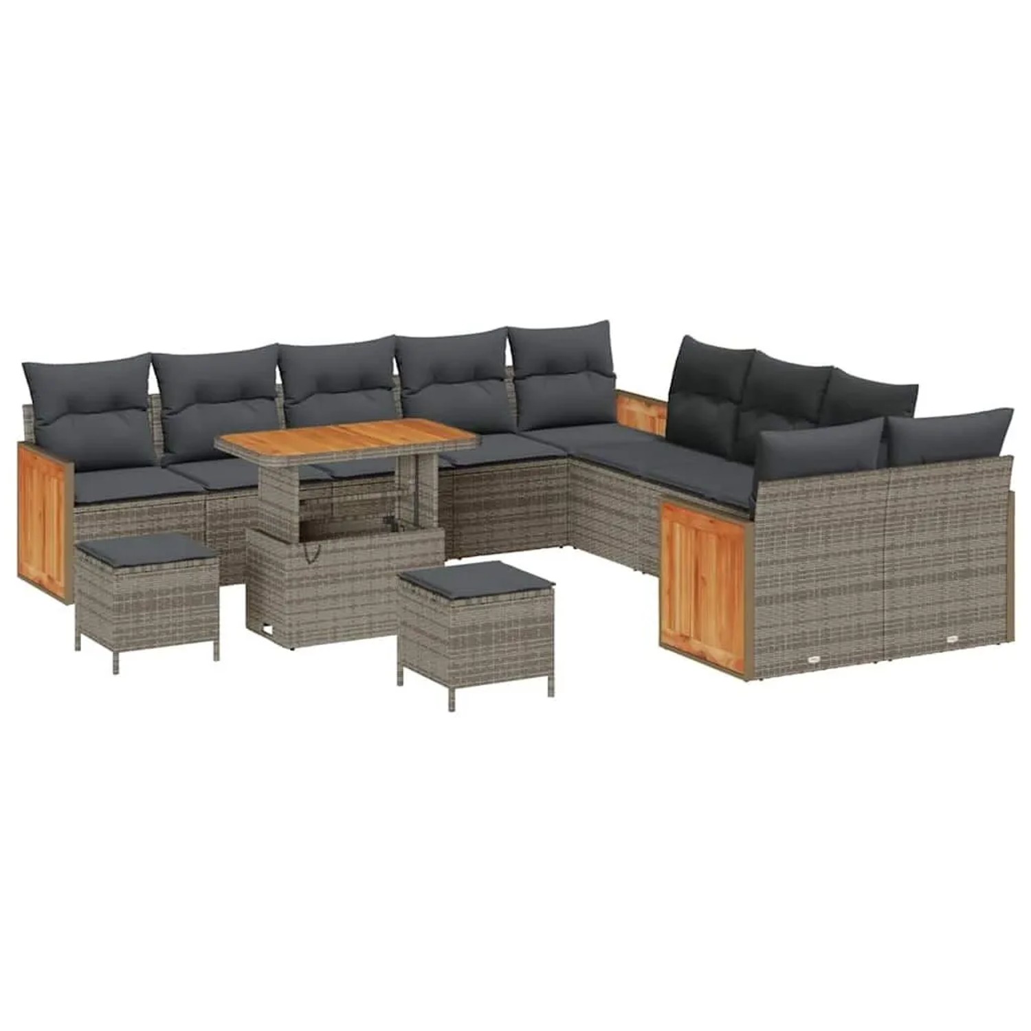 vidaXL Gartensofa-set mit Kissen 17-Tlg Grau Poly-Rattan 3365318 günstig online kaufen