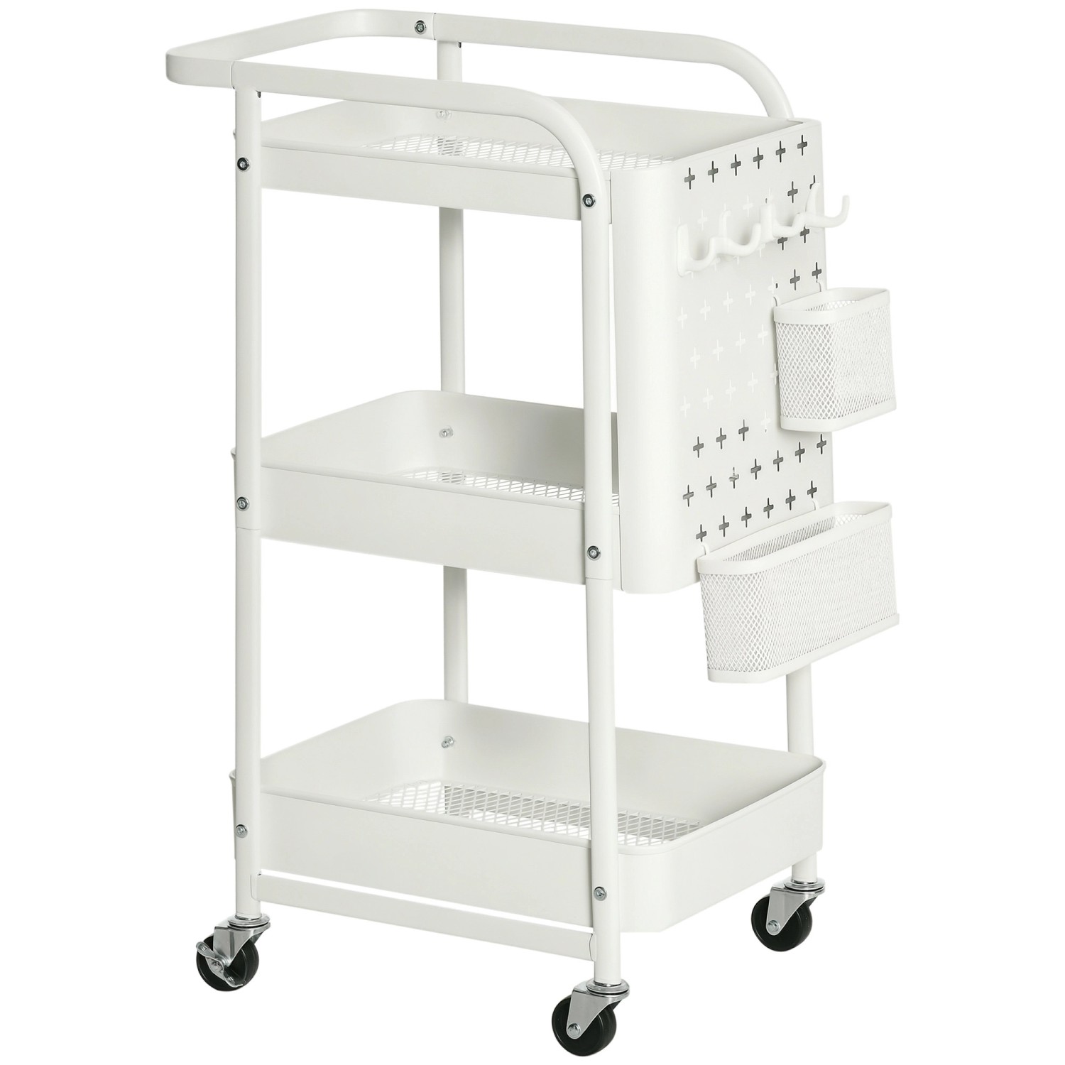 HOMCOM Küchenwagen Stahl PP-Kunststoff Weiß 51,5L x 32B x 75,6H cm günstig online kaufen