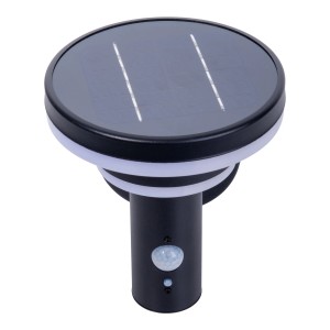Schwarze LED Solar-Außenwandleuchte Nora, 18,3 cm hoch, mit Dämmerungssensor für den Außenbereich.